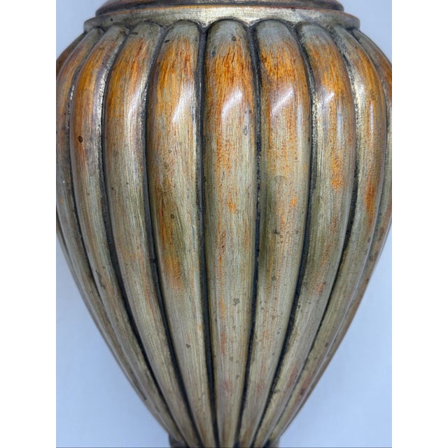 Late 20th Century Uttermost Tall Lidded Jar Urn Antique Gold Finish For Sale - Image 5 of 12