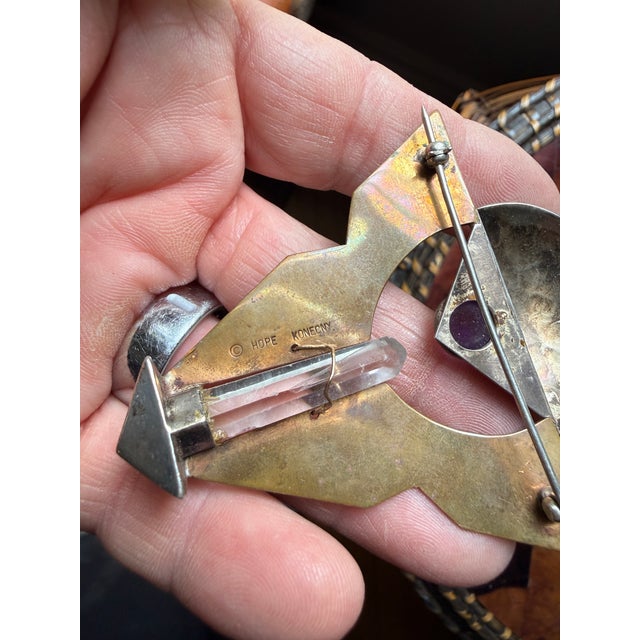 1980s Vintage Sterling Silver Modernist Brooch by Hope Konecny For Sale - Image 5 of 9