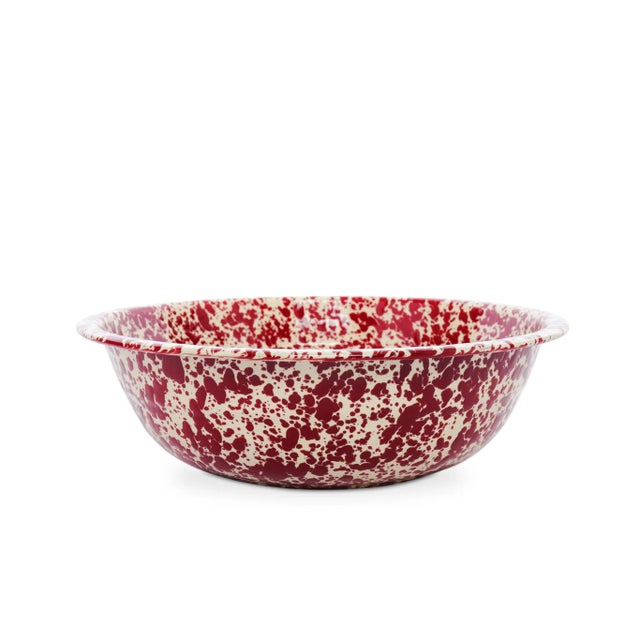 Crow Canyon Home Splatterware, Medium Basin in Burgundy & Cream For Sale - Image 4 of 4