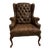 17th Century Antique Leather Tufted Wing Chair For Sale