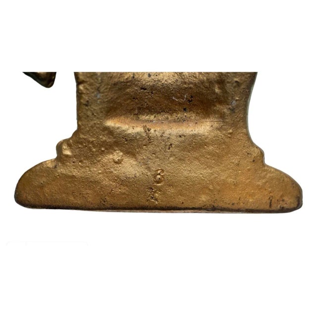 Early 20th Century Basket of Roses With Bow Painted Cast Iron Doorstop For Sale - Image 4 of 10