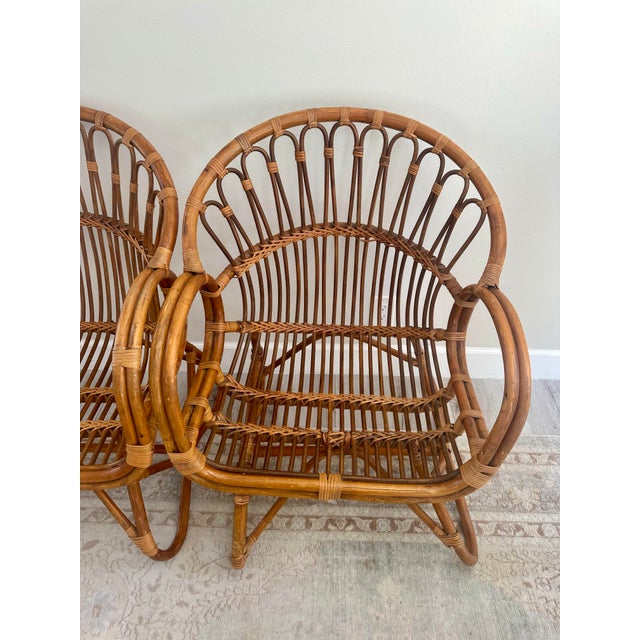 1980s Pair of Vintage Rattan Chairs For Sale - Image 5 of 5
