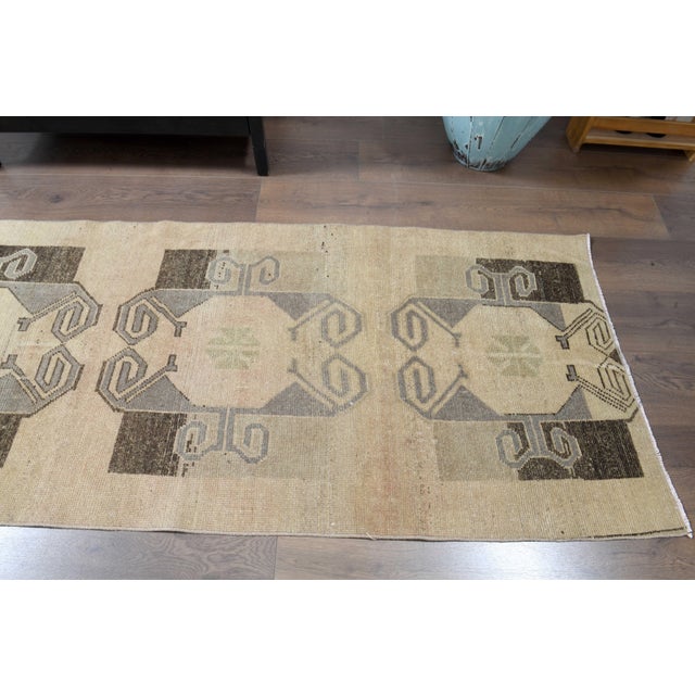 Textile 1970s Vintage Turkish Handmade Wool Cotton Brown Runner Rug For Sale - Image 7 of 11