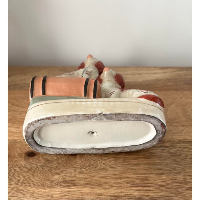 Burnt Orange Antique Staffordshire Spaniels Figurine C. Early 1900s For Sale - Image 8 of 11