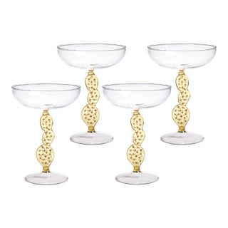 Climbing Cacti Cactus Tequila Cocktail Glasses, Set of 4- Mellow Yellow For Sale