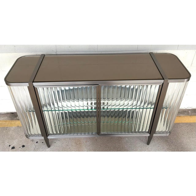 2020s Caracole Modern Acrylic and Sati Nickel Light Up Stop and Stare Sideboard For Sale - Image 5 of 10