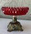 1970s Vintage 1973 Brass Footed Ruby Red Diamond Cut Glass Compote Dish For Sale - Image 5 of 12