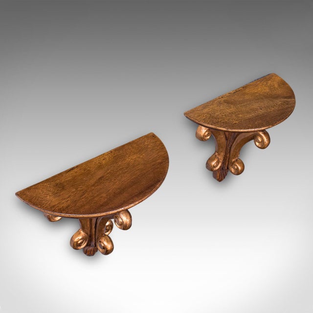 Pair of Vintage Decorative Wall Brackets, English, Clock Shelf, Italianate Taste For Sale - Image 4 of 10
