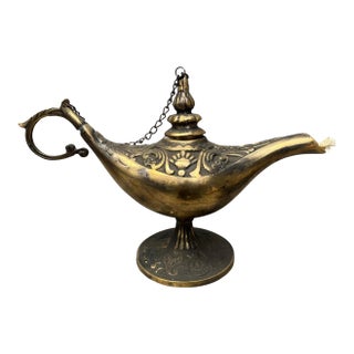 Rustic Genie Lamp With Chain Lid For Sale