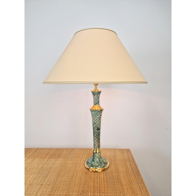 1970s Regency Glazed Ceramic Table Lamp, Italy, 1970s For Sale - Image 5 of 8