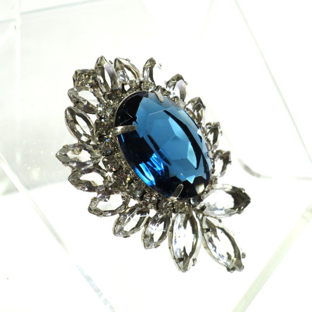 1960s Vintage Designer Juliana Sapphire Crystal Brooch Set 1960s For Sale - Image 5 of 12
