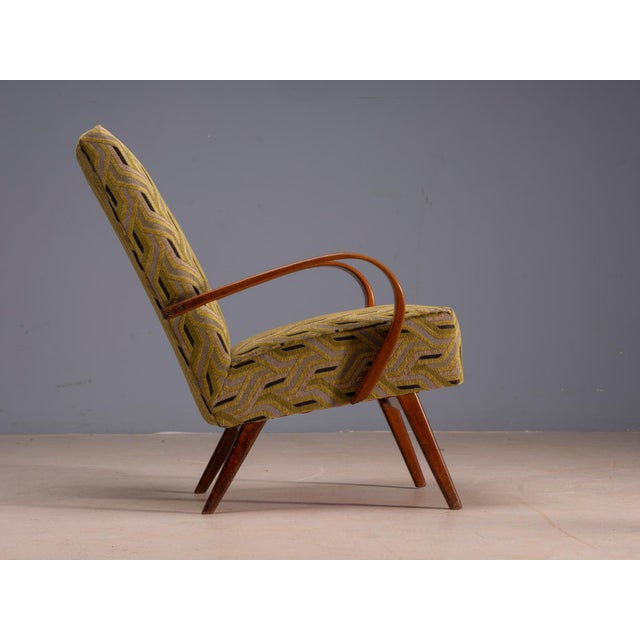 1950s Bentwood Armchairs in Beige and Yellow Upholstery by Jaroslav Šmídek, Czechoslovakia, 1950s, Set of 2 For Sale - Image 5 of 8