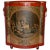Midcentury Red Footed Tole Tin Waste Basket With Decoupage Print For Sale - Image 13 of 13