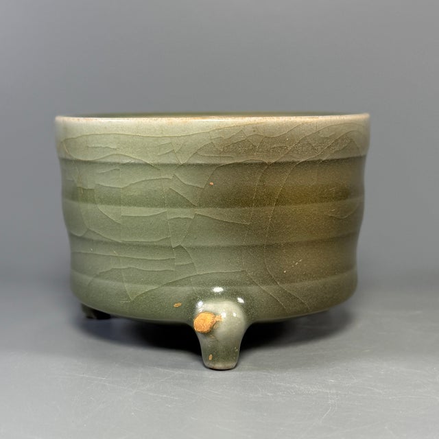 Chinese Antique Chinese Celadon Tripod Censer, Collectible For Sale - Image 3 of 5