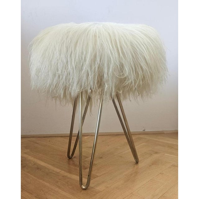 Mid-Century Modern Mid-Century Brass and Hairpin Tripod Stool, Germany, 1960s For Sale - Image 3 of 8
