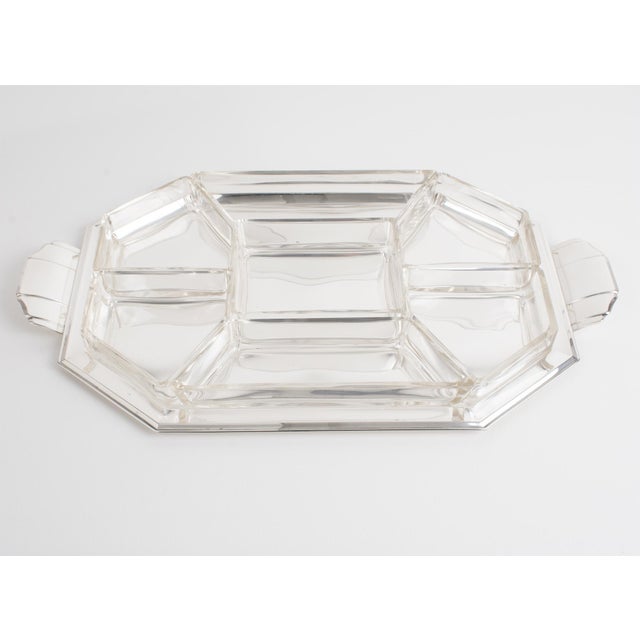 Art Deco Silver Plate and Crystal Barware Tray and Dishes by Quist, circa 1930 For Sale - Image 14 of 18