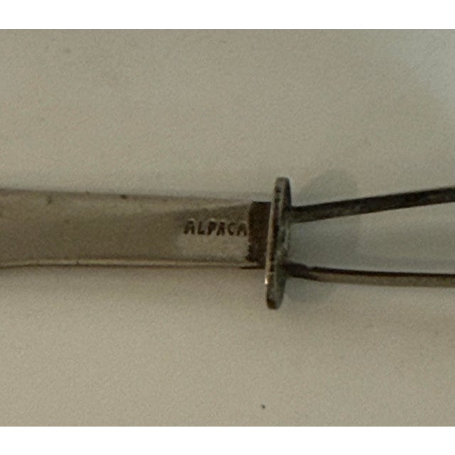 Metal Vintage Alpaca Silver Miniature Letter Opener With Turquoise Accent For Sale - Image 7 of 10