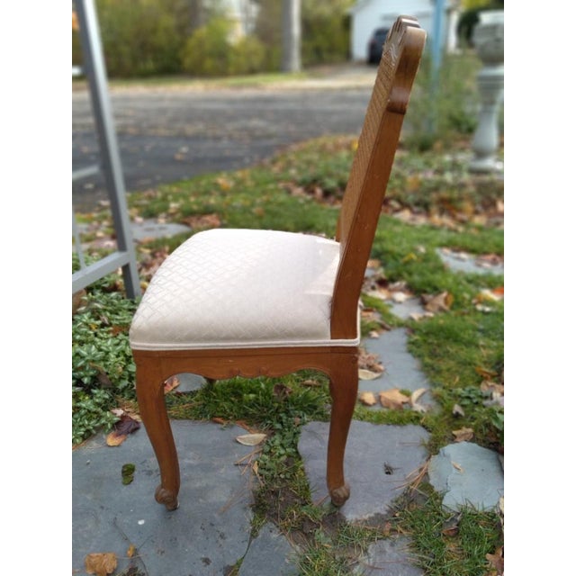 Pair Vintage Country French Provincial Cane Back Wood Side Chairs Cabriole Legs For Sale In Buffalo - Image 6 of 12