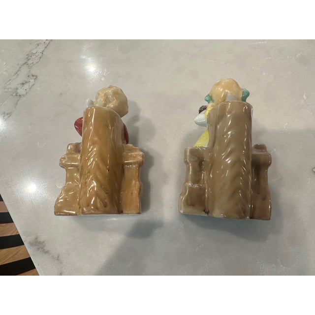 Vintage Occupied Japan Pair of Figurines Playing Instruments For Sale - Image 11 of 11