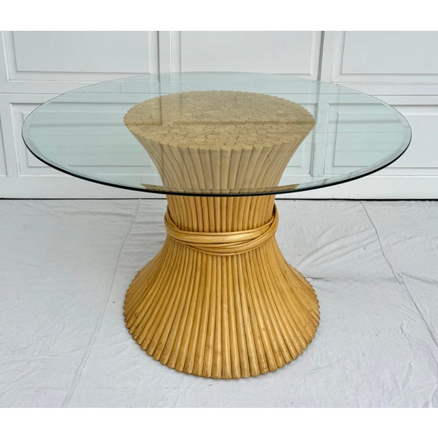 McGuire Sheaf of Wheat Bamboo and Glass Dining Table McGuire-Style For Sale - Image 4 of 10