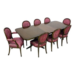 Regency Dining Table and Chairs in Mahogany, 1920s, Set of 9 For Sale