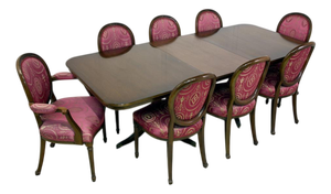 Regency Dining Table and Chairs in Mahogany, 1920s, Set of 9
