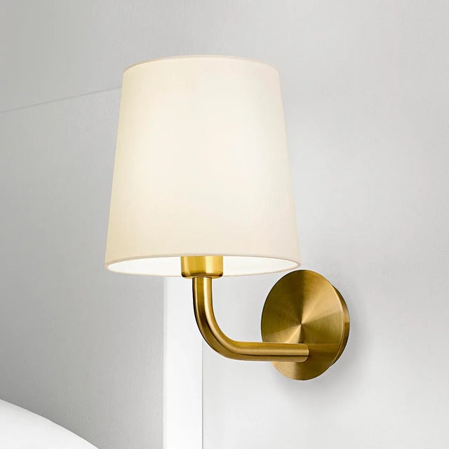 Art Deco Brushed Brass Wall Light With Shade For Sale - Image 3 of 4