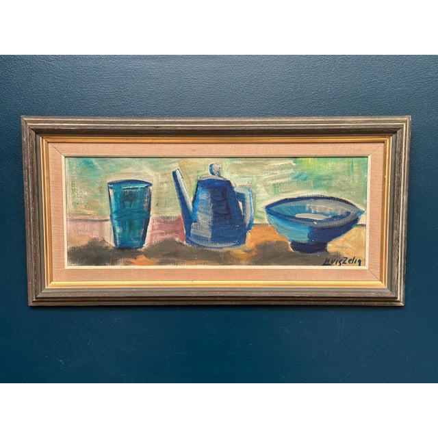 Louis Zelig, Kettle Bowl and Glass, 1950s, Oil Painting on Panel, Framed For Sale - Image 18 of 18