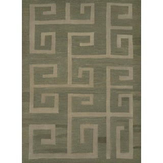 Handwoven Modern Wool Flatweave Rug For Sale