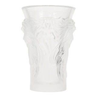 Frosted Lalique Crystal Vase From the Fantasia Collection For Sale