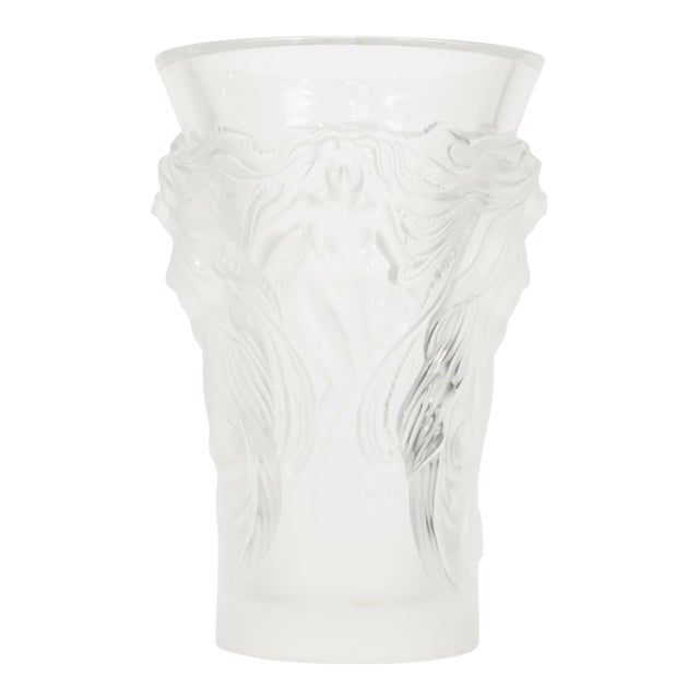 Frosted Lalique Crystal Vase From the Fantasia Collection For Sale
