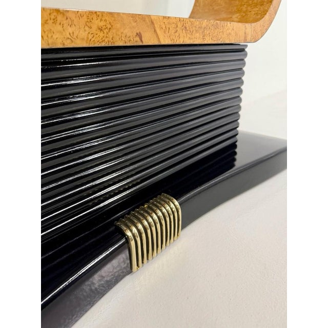Italian Art Deco Console in Birch Burl and Black Lacquer by Osvaldo Borsani, 1940s For Sale - Image 11 of 13