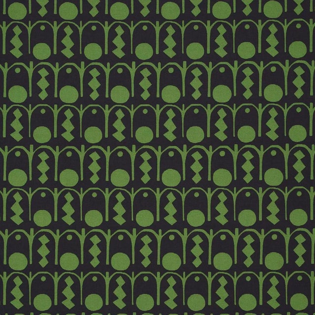 SAMPLE - Schumacher X Drusus Tabor Downtown Fabric In Green And Black For Sale