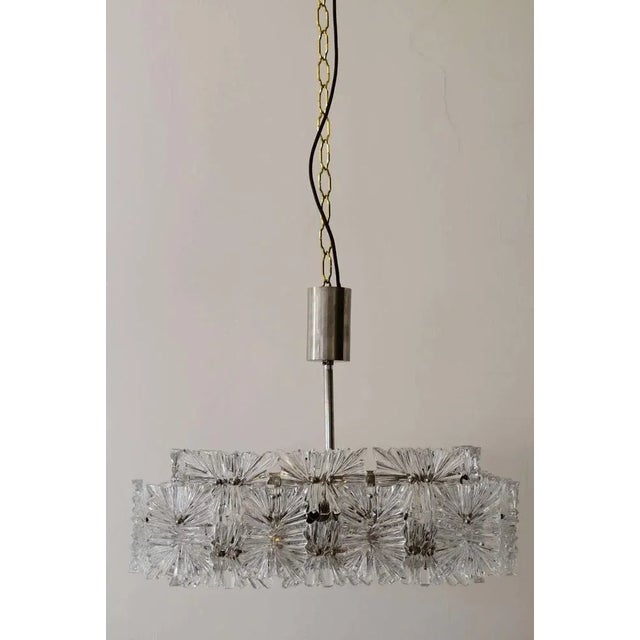 Mid-Century Modern Mid-Century Modern Etched Glass Chandelier by Kinkeldey For Sale - Image 3 of 8