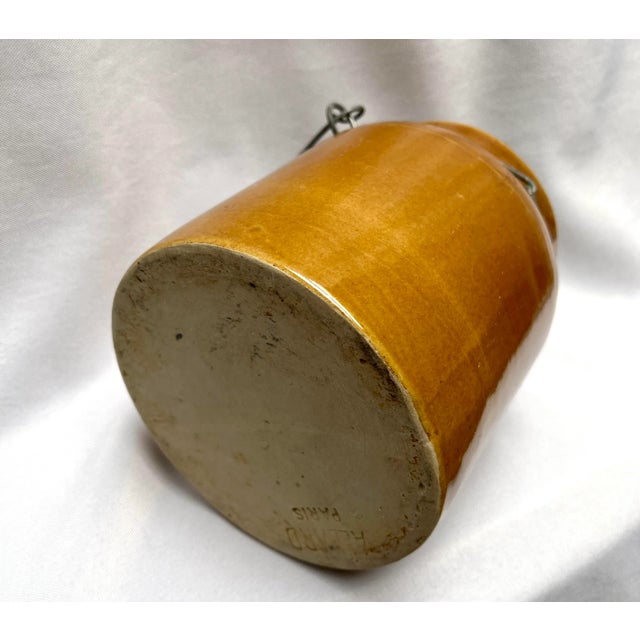 Farmhouse Antique Glazed French Crock W/Metal Carrier For Sale - Image 3 of 9