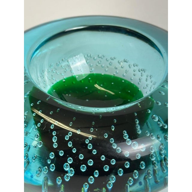 Green Green and Blue Bullicante Murano Glass Bowl by Galliano Ferro, 1960s For Sale - Image 8 of 10