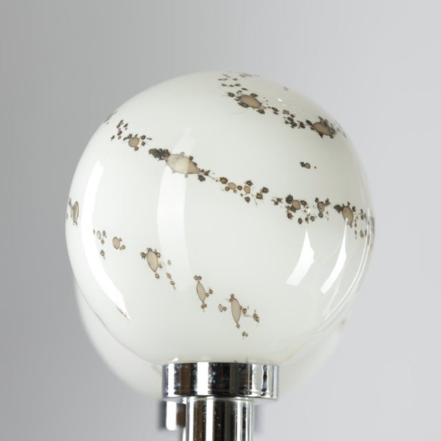 5-Light Chandelier in Chrome with Hand-Painted Glass Lamp Shades by Gaetano Sciolari, Italy, 1960s For Sale - Image 9 of 13