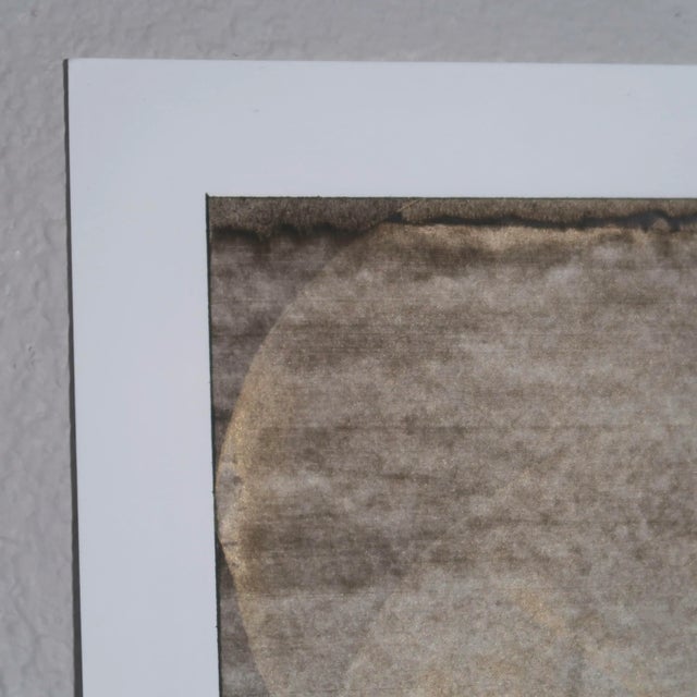 Original Abstract Landscape Painting on Paper With Gold Spheres and Charcoal Horizon Lines For Sale - Image 4 of 11