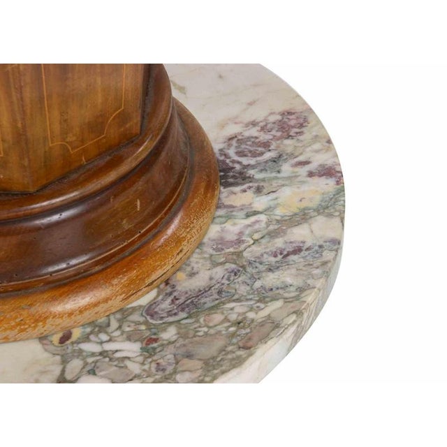 Mid-Century Wooden Table with Marble Base and Glass Top, Mid-20th Century For Sale - Image 3 of 7