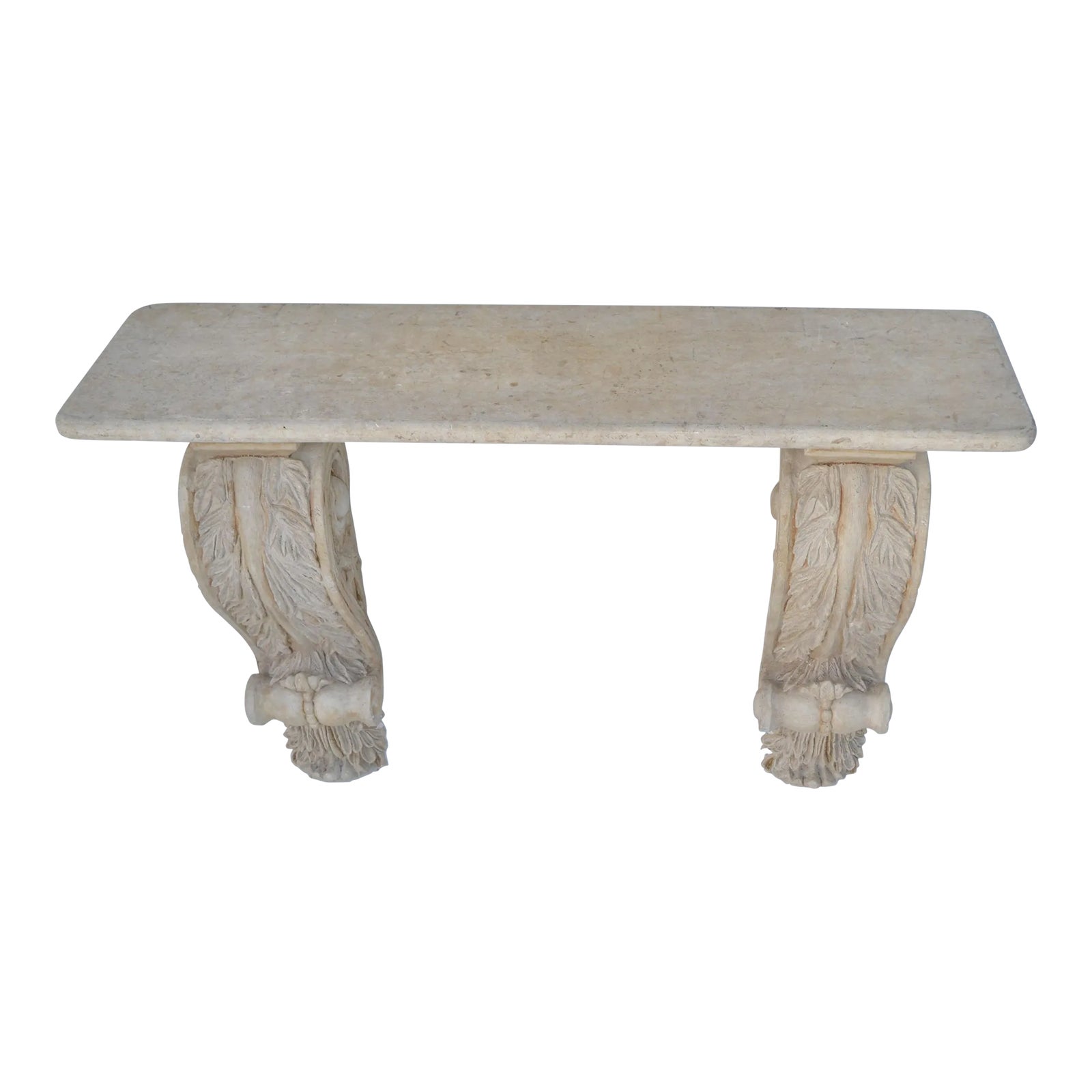 Serge Roche Style Neoclassical Wall-Mounted Stone Plaster Console Table ...