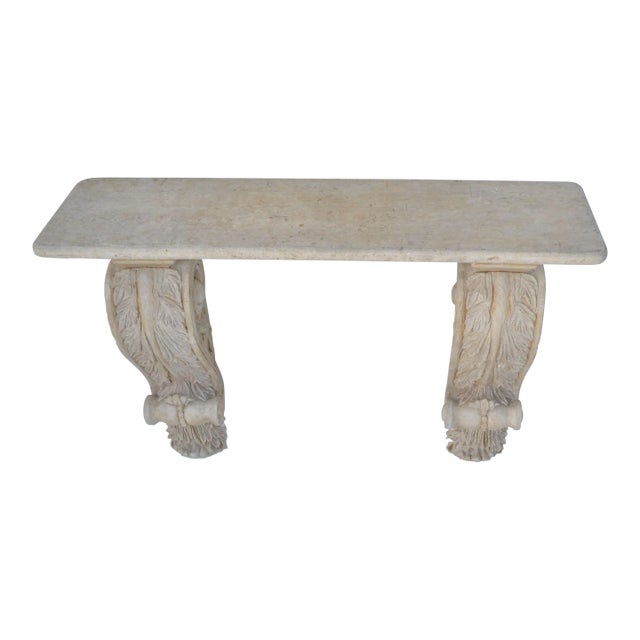 Serge Roche Style Neoclassical Wall-Mounted Stone Plaster Console Table France For Sale