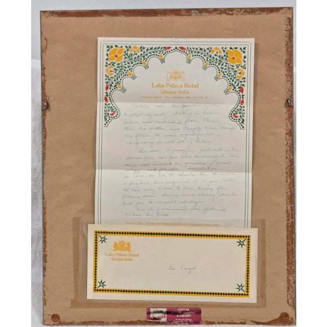 Wood Hand-Painted Mughal Courtly Scene – Framed Art Depicting Emperor Akbar Era, Lake Palace Hotel Provenance For Sale - Image 7 of 9