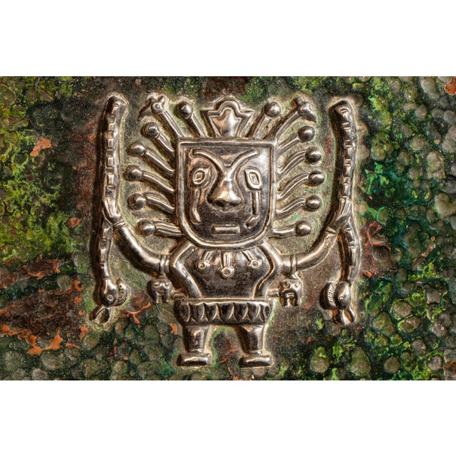 Amazing Vintage Peru Mixed Metal Copper Alloy and Sterling Silver Art Box Incan Design Element Home Decor For Sale - Image 4 of 15