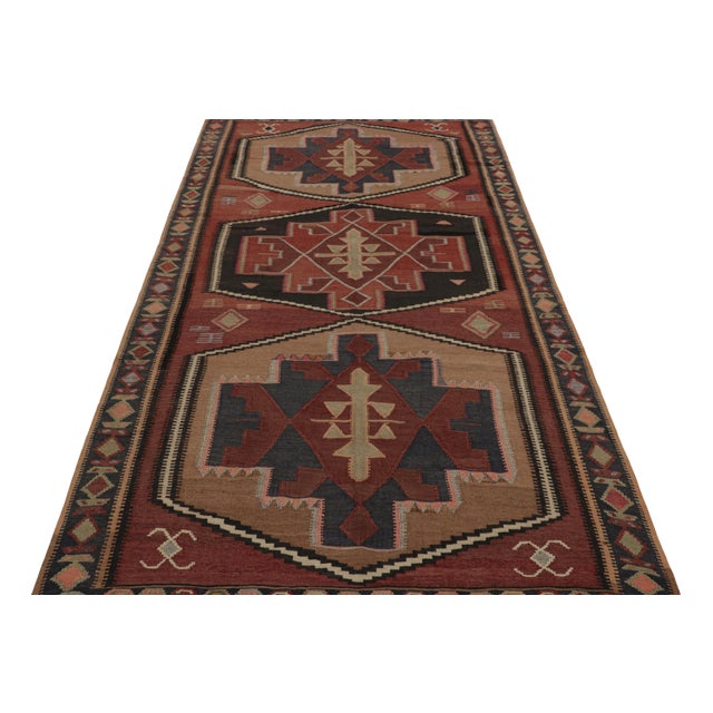 Tribal 1950s Vintage Tribal Afghan Kilim Rug in Red With Medallions For Sale - Image 3 of 7