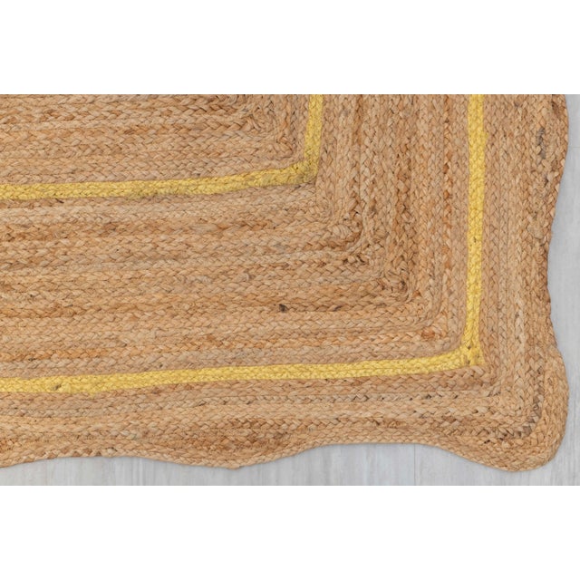Yellow Natural Jute Wave Scallop Rug 2.5x8 Ft. For Sale - Image 4 of 12