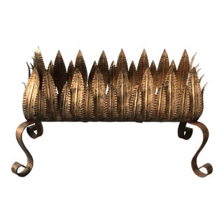1940s French Foliage Gilt Iron Jardiniere For Sale