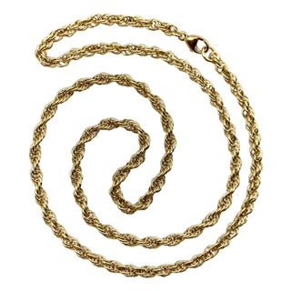 Vintage 14k Gold 18” Rope Chain For Sale