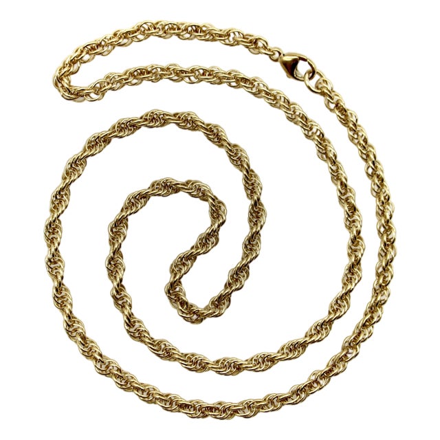 Vintage 14k Gold 18” Rope Chain For Sale