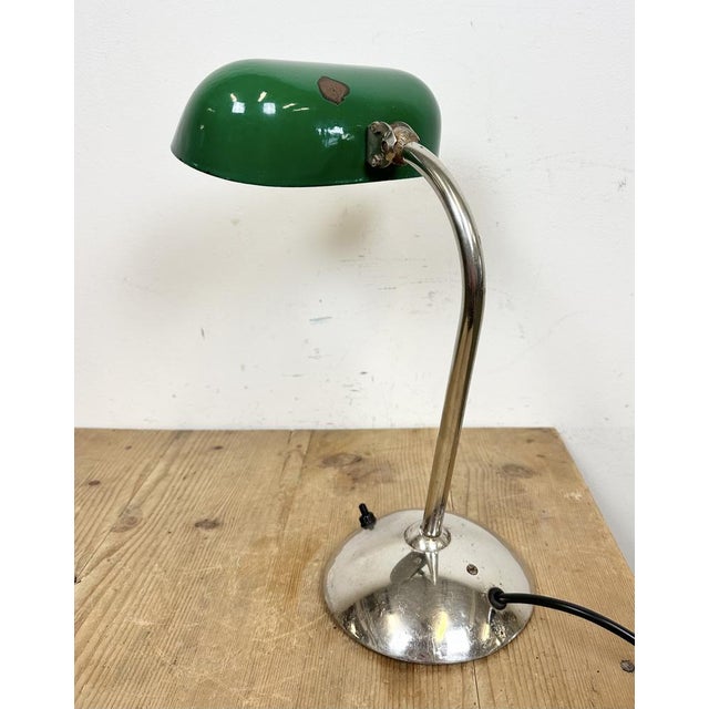 Vintage Green Enamel Bank Lamp, 1950s For Sale - Image 6 of 18