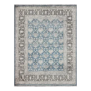 Tabriz Rug With All-Over Design in Blue, Gray and Brown by Keivan Woven Arts